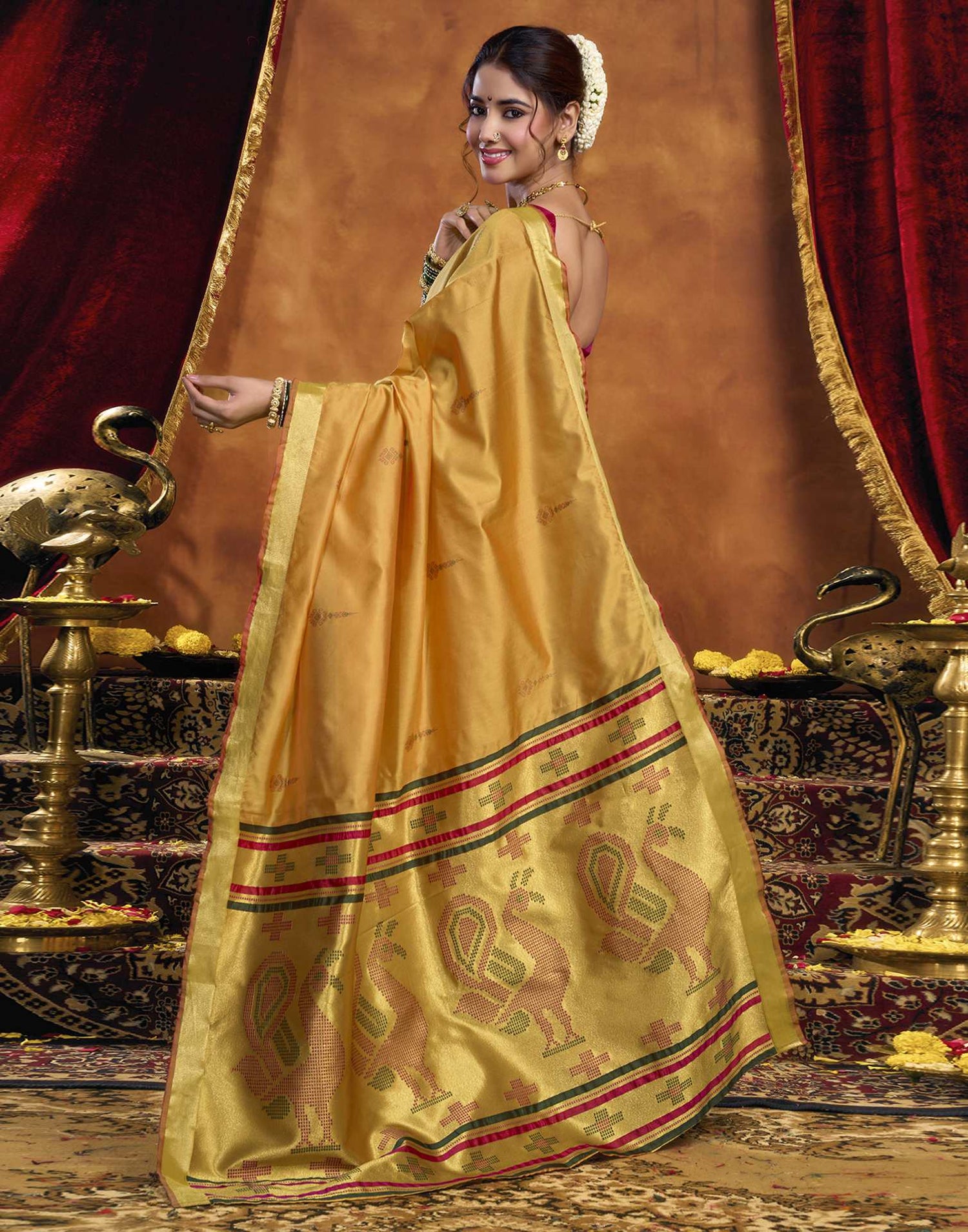 Turmeric Yellow Silk Woven Paithani Saree