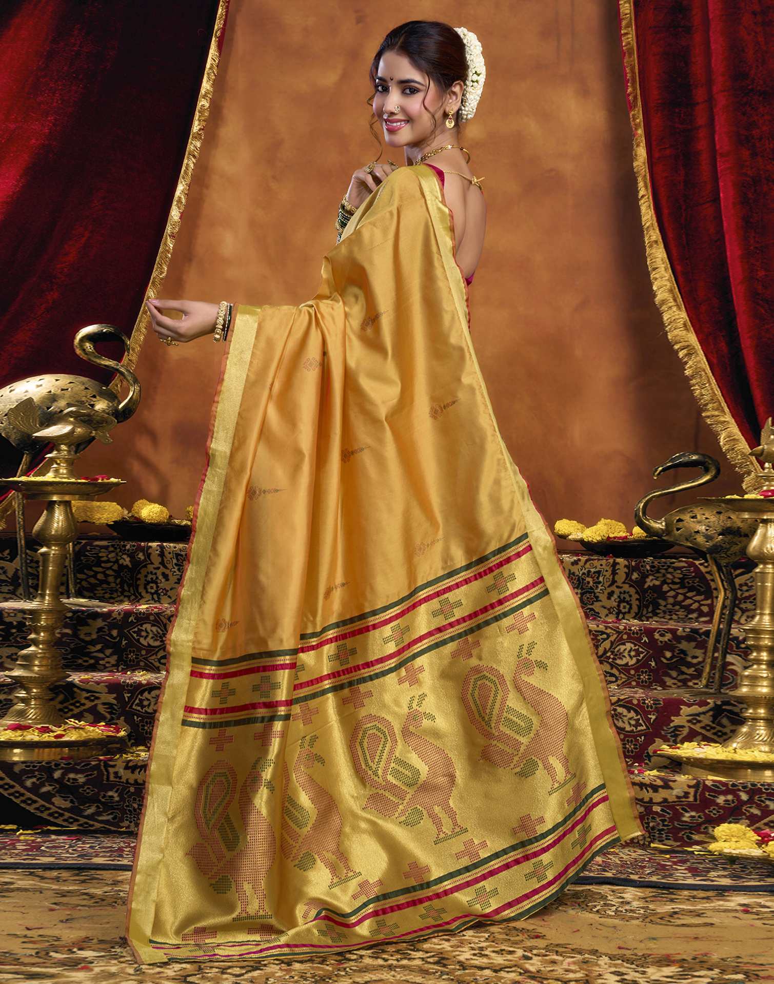 Turmeric Yellow Silk Woven Paithani Saree