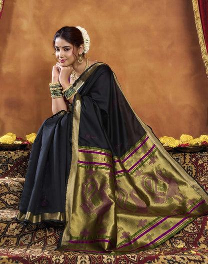 Black Silk Woven Paithani Saree