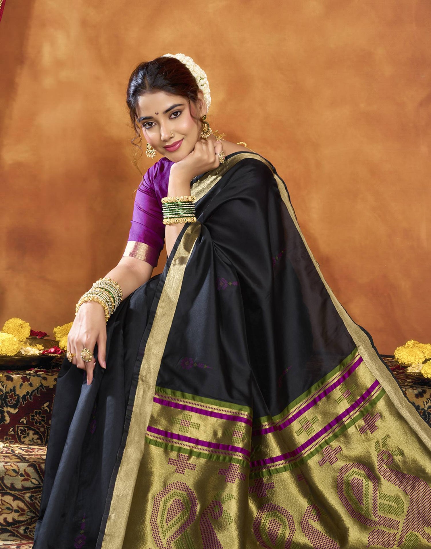 Black Silk Woven Paithani Saree