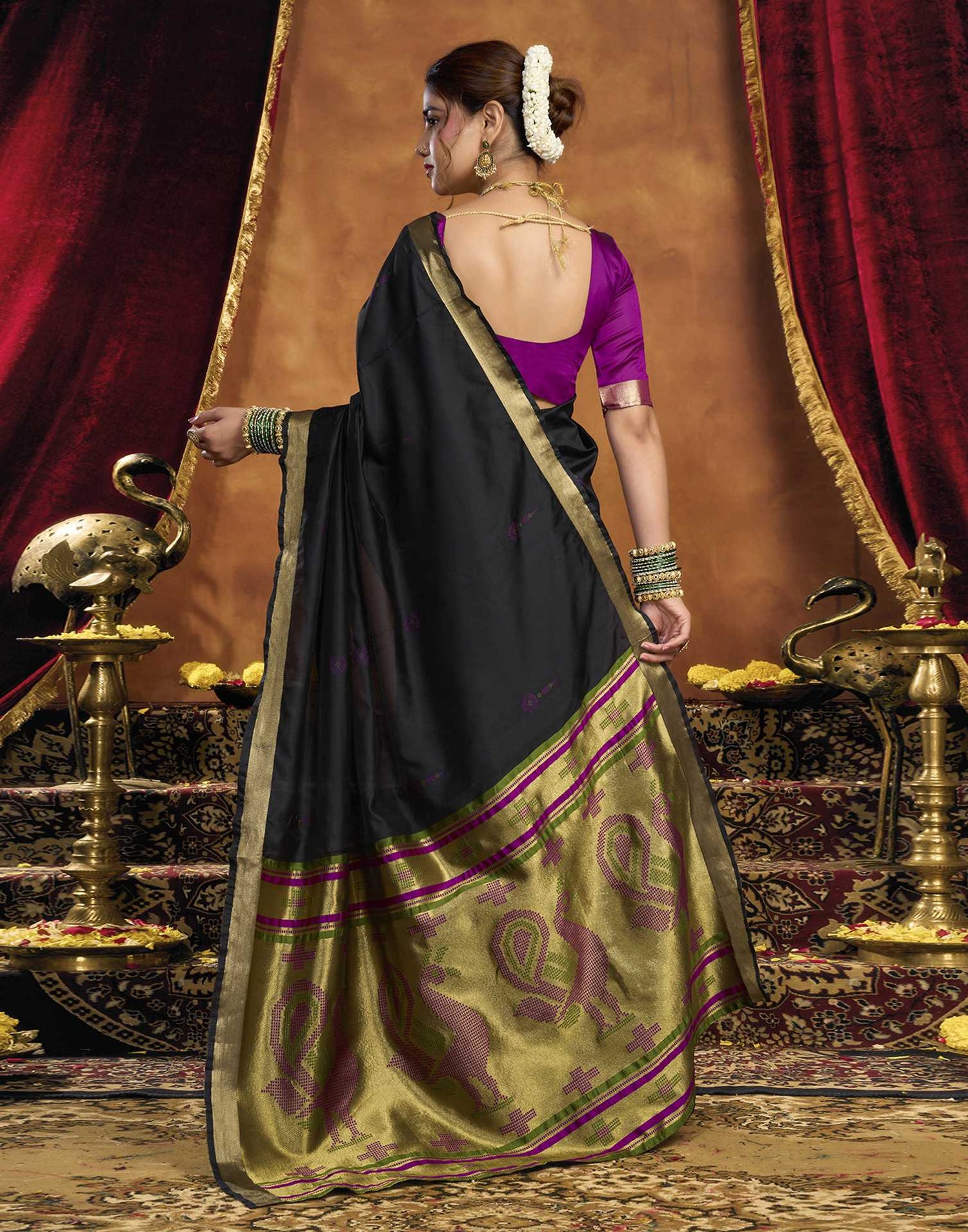 Black Silk Woven Paithani Saree