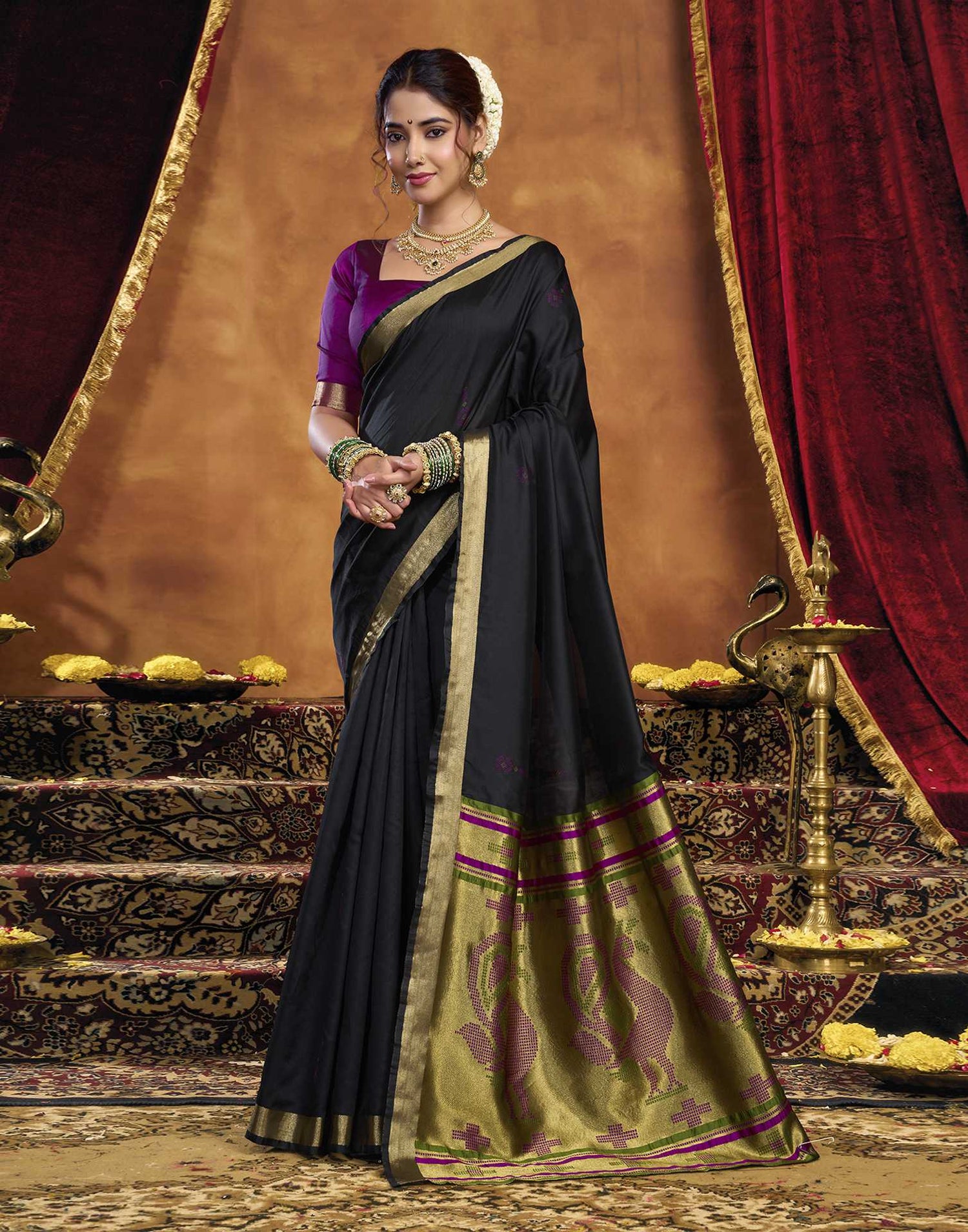 Black Silk Woven Paithani Saree