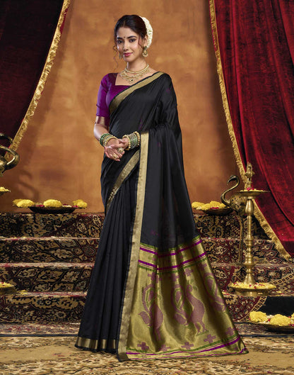 Black Silk Woven Paithani Saree