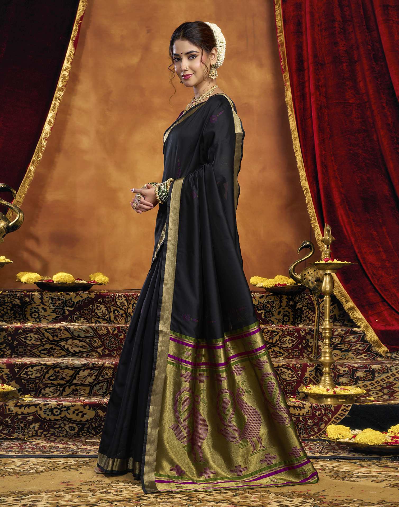Black Silk Woven Paithani Saree