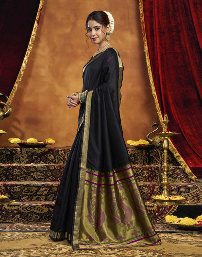 Black Silk Woven Paithani Saree
