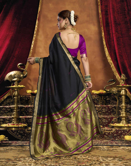 Black Silk Woven Paithani Saree