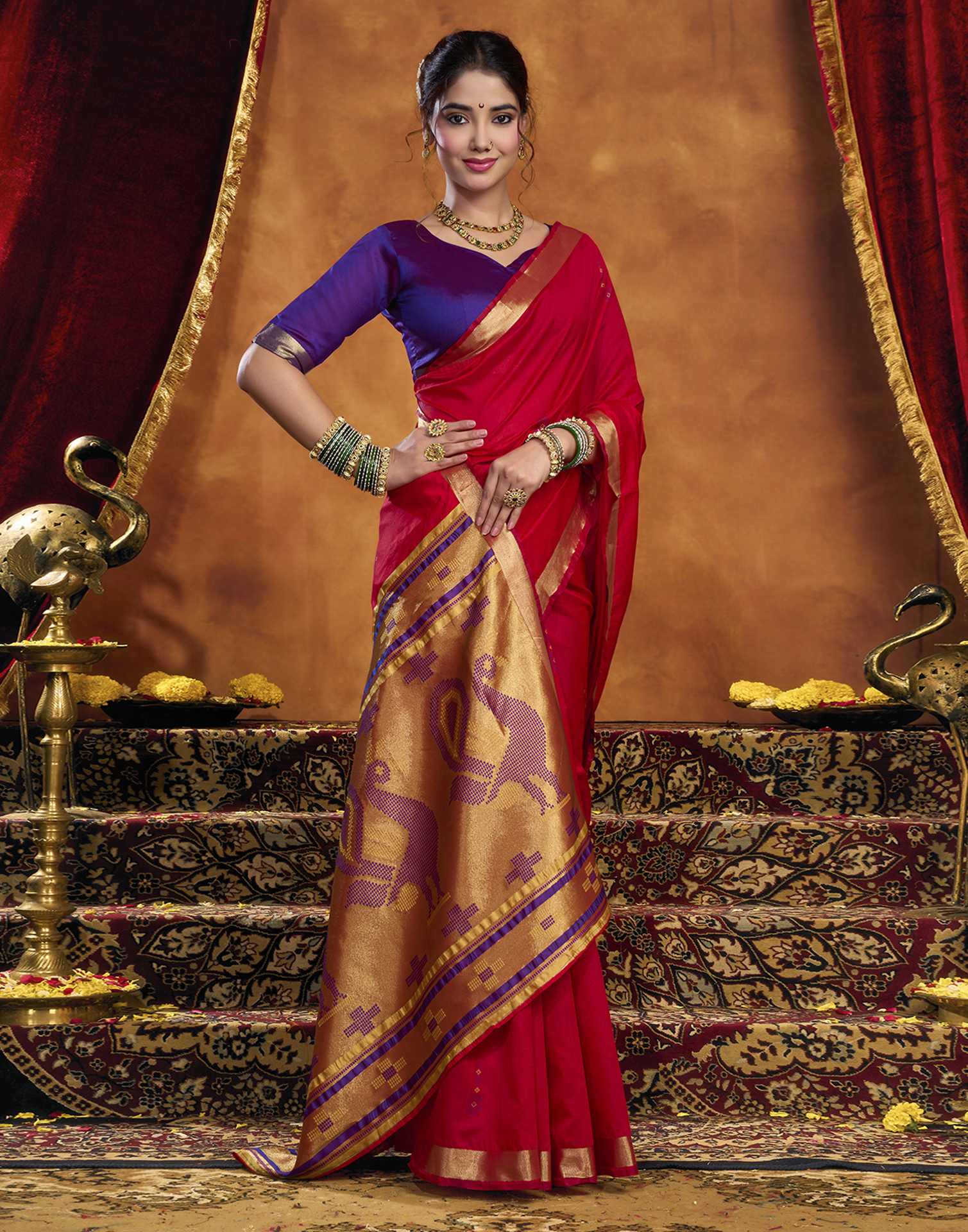 Red Silk Woven Paithani Saree