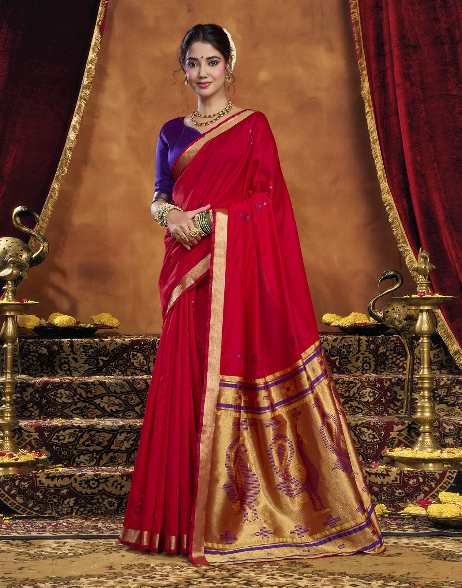Red Silk Woven Paithani Saree