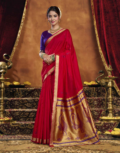 Red Silk Woven Paithani Saree