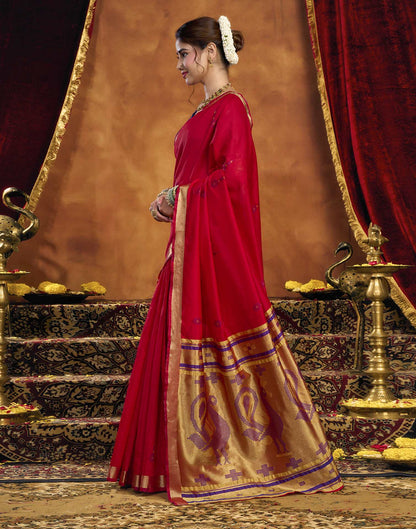 Red Silk Woven Paithani Saree