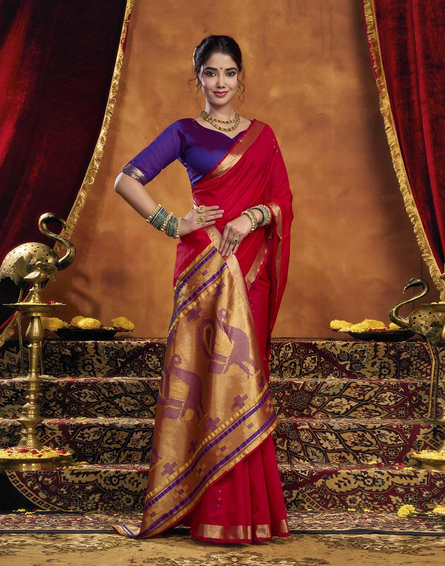 Red Silk Woven Paithani Saree