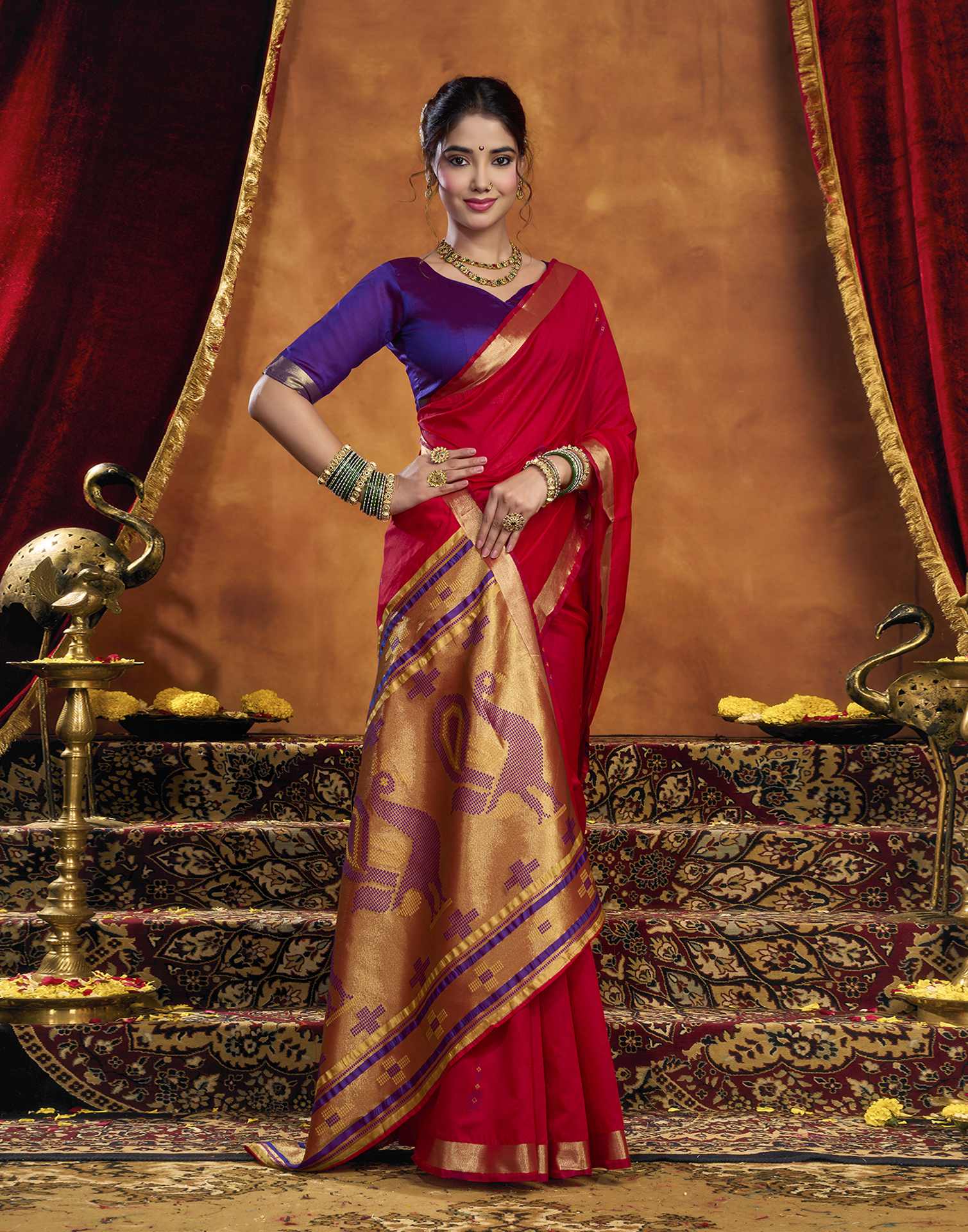 Red Silk Woven Paithani Saree
