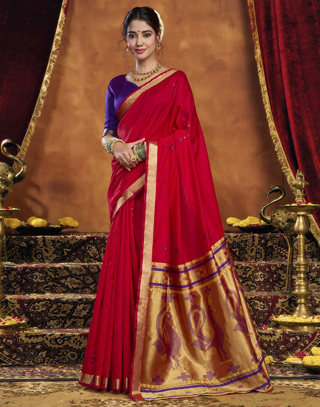 Red Silk Woven Paithani Saree