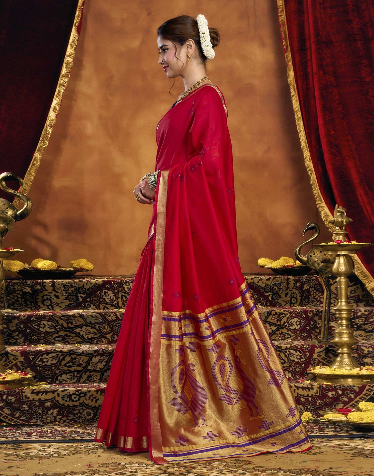 Red Silk Woven Paithani Saree