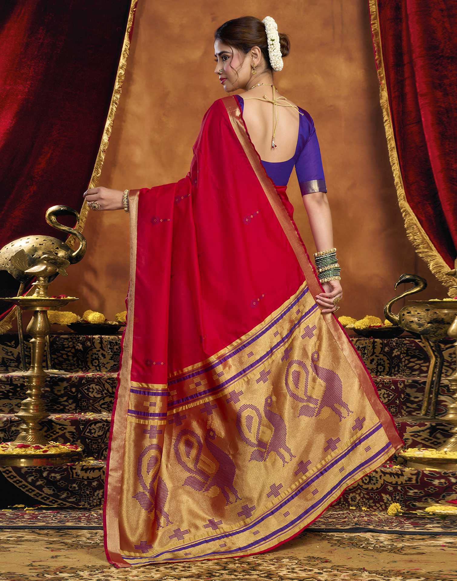 Red Silk Woven Paithani Saree