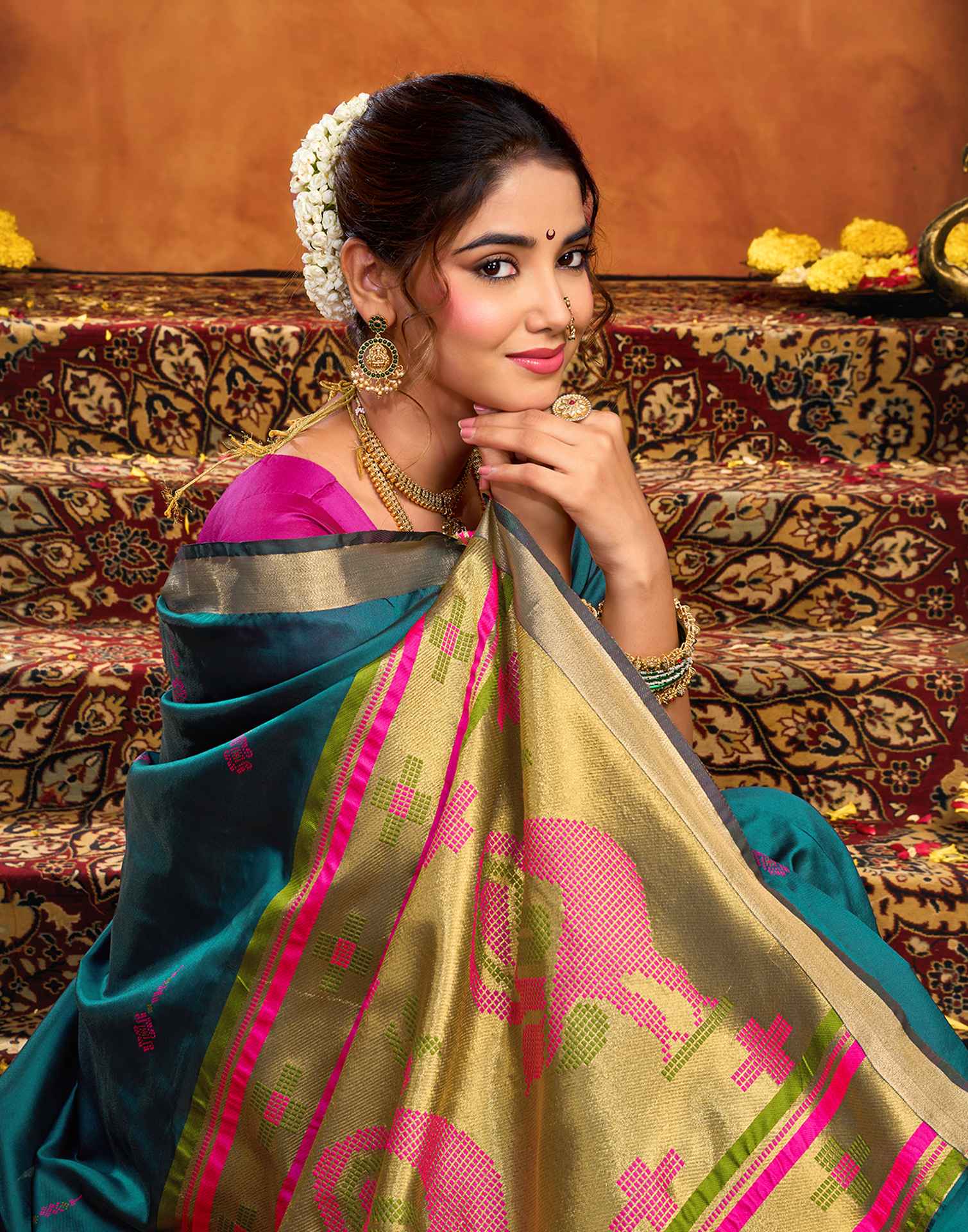 Rama Blue Silk Woven Paithani Saree