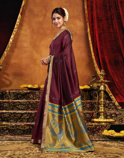 Maroon Silk Woven Paithani Saree