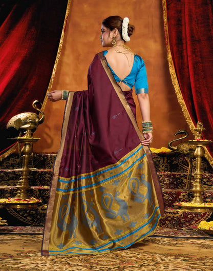 Maroon Silk Woven Paithani Saree