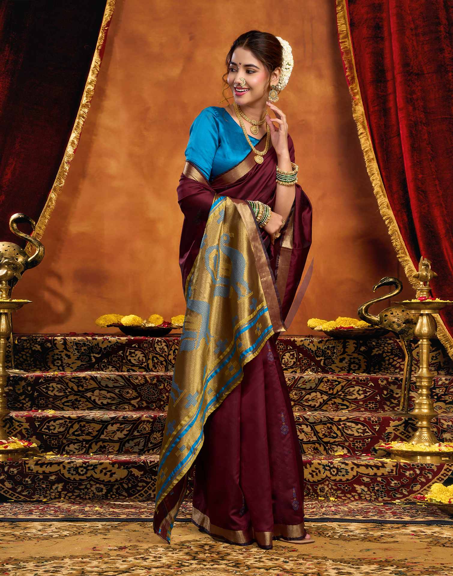 Maroon Silk Woven Paithani Saree
