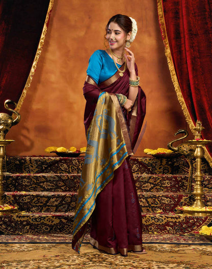 Maroon Silk Woven Paithani Saree