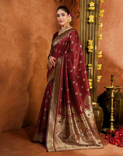Maroon Silk Woven Paithani Saree