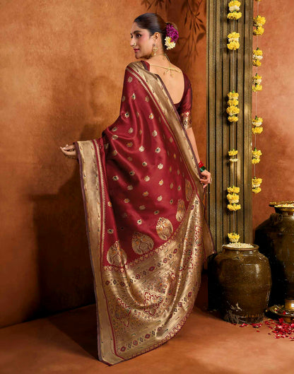 Maroon Silk Woven Paithani Saree