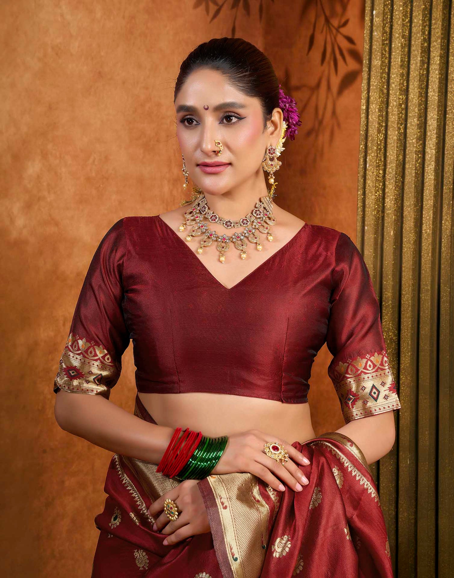 Maroon Silk Woven Paithani Saree