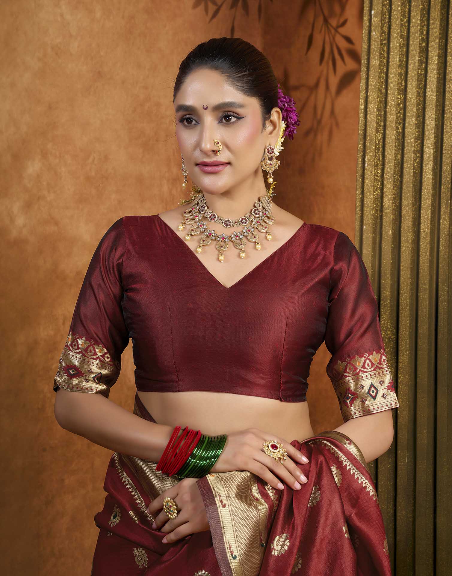 Maroon Silk Woven Paithani Saree