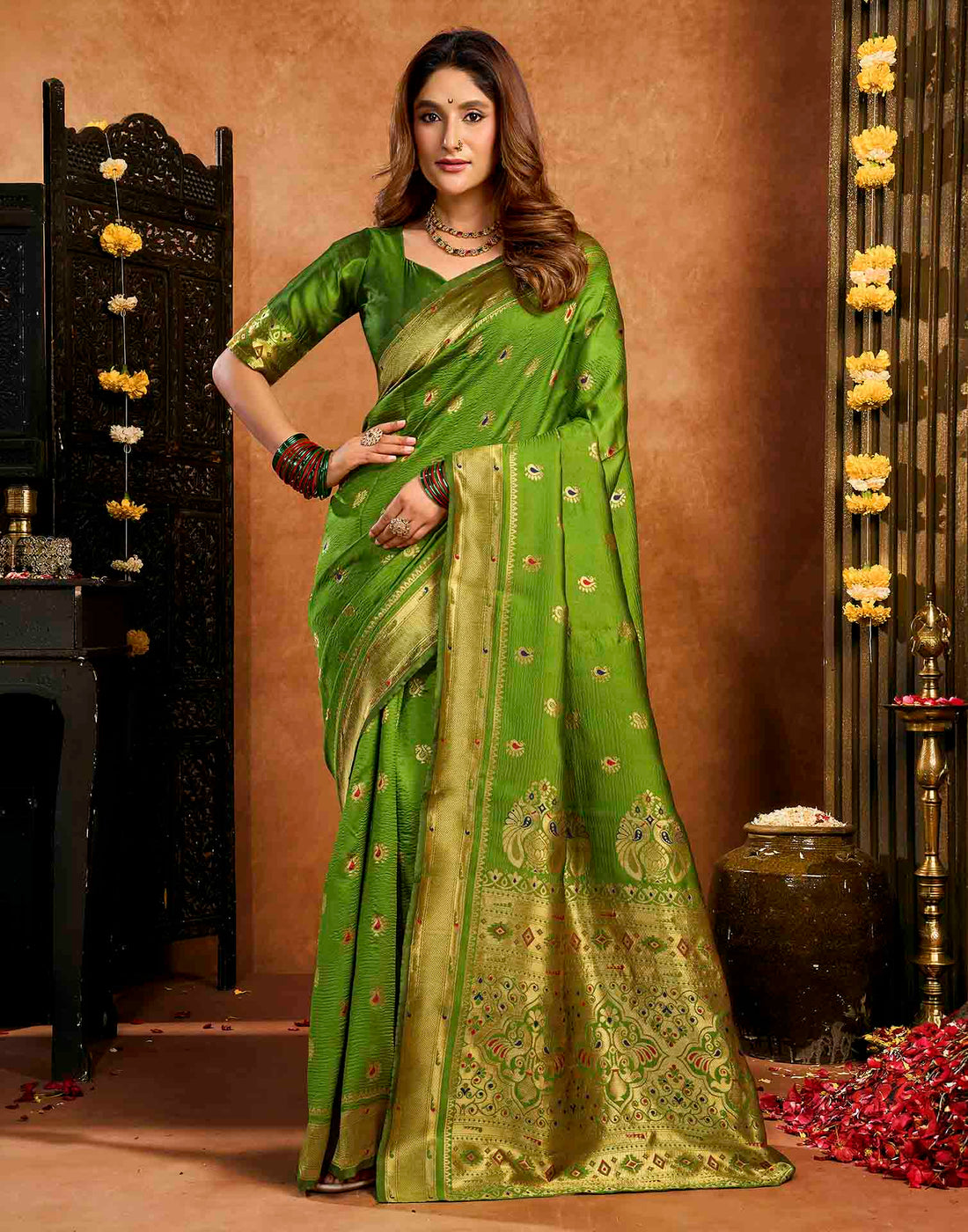 Green Silk Woven Paithani Saree
