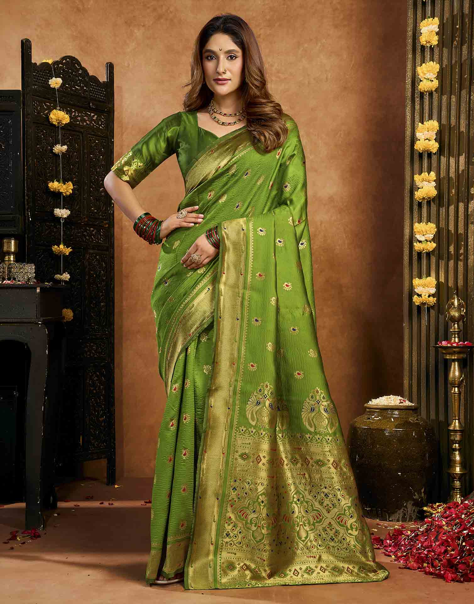 Green Silk Woven Paithani Saree