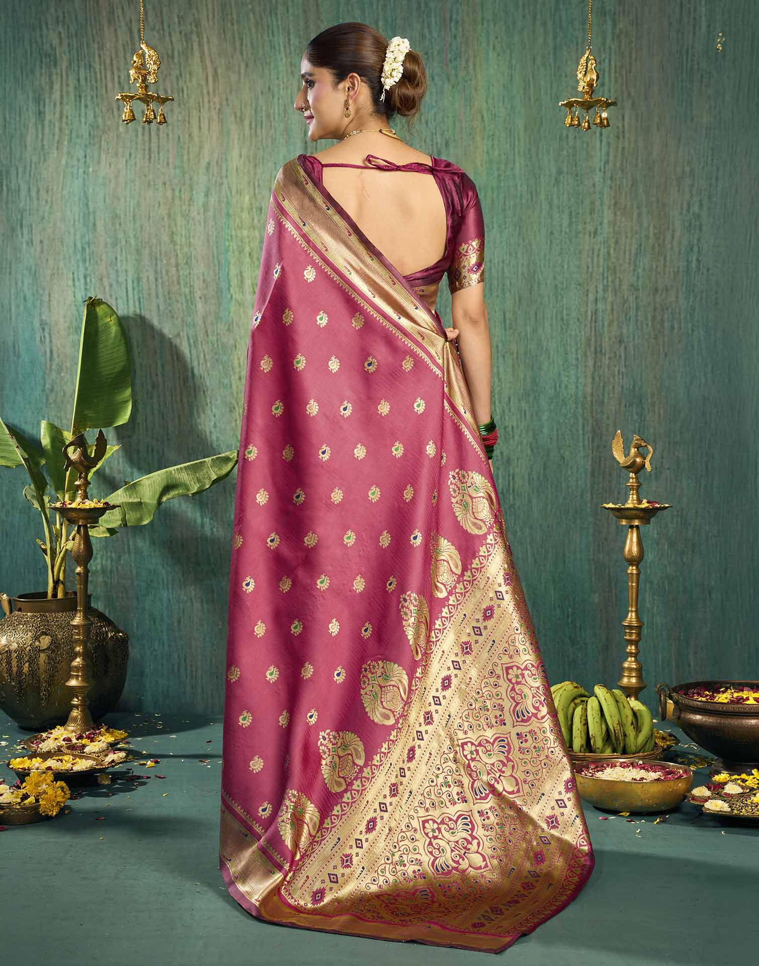 Pink Silk Woven Paithani Saree