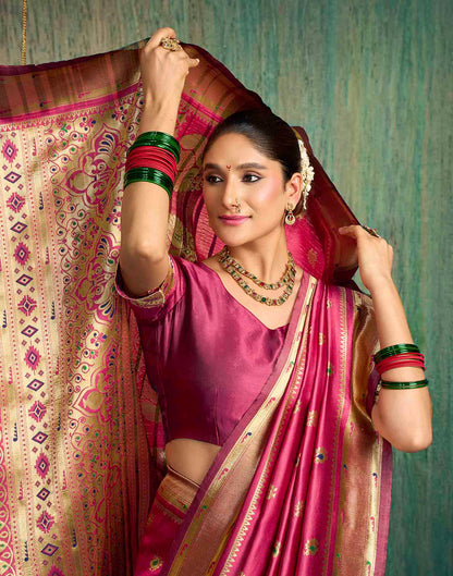 Pink Silk Woven Paithani Saree