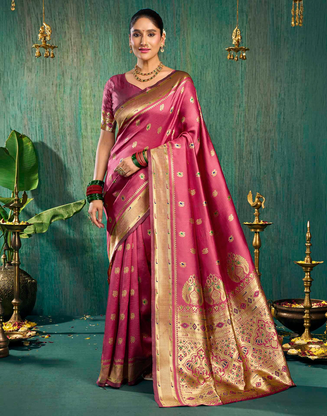 Pink Silk Woven Paithani Saree