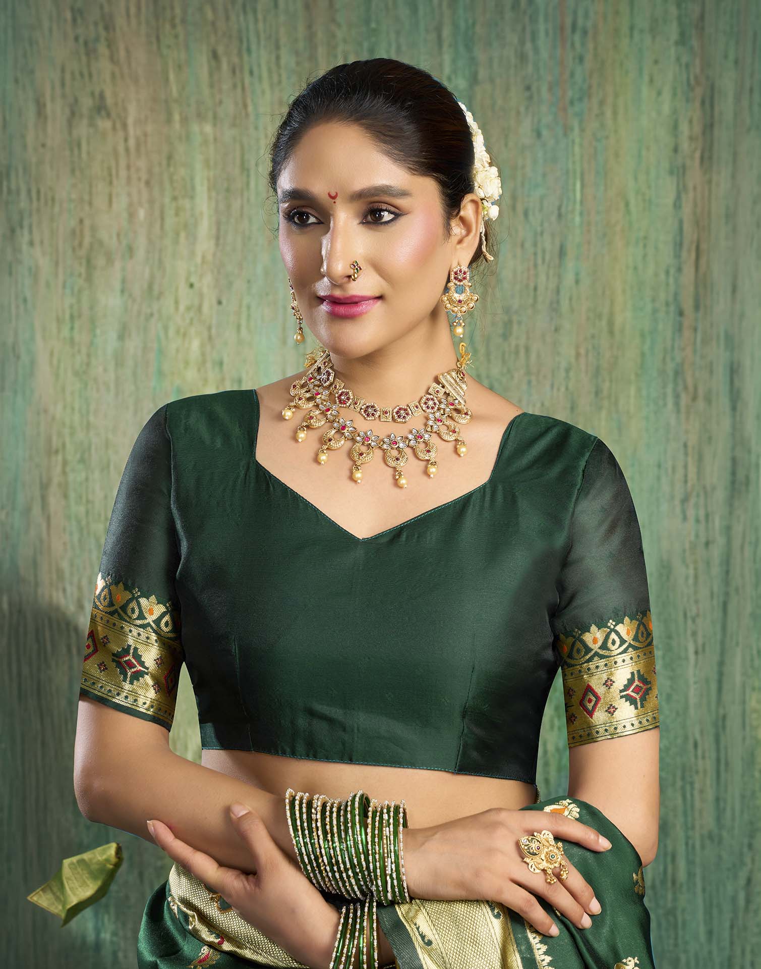 Dark Green Silk Woven Paithani Saree