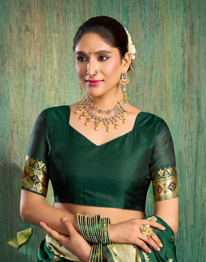 Dark Green Silk Woven Paithani Saree