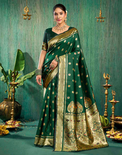 Dark Green Silk Woven Paithani Saree