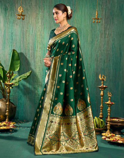 Dark Green Silk Woven Paithani Saree