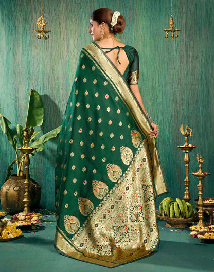 Dark Green Silk Woven Paithani Saree