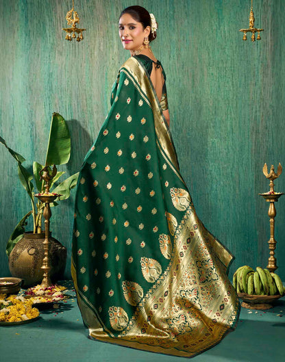 Dark Green Silk Woven Paithani Saree