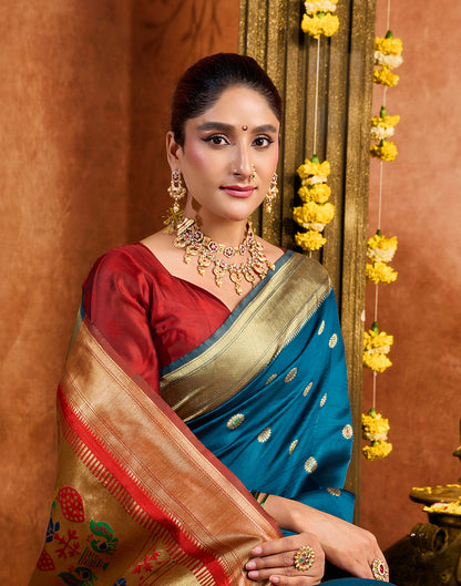 Blue Silk Woven Paithani Saree