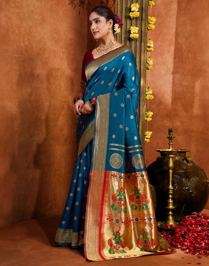 Blue Silk Woven Paithani Saree
