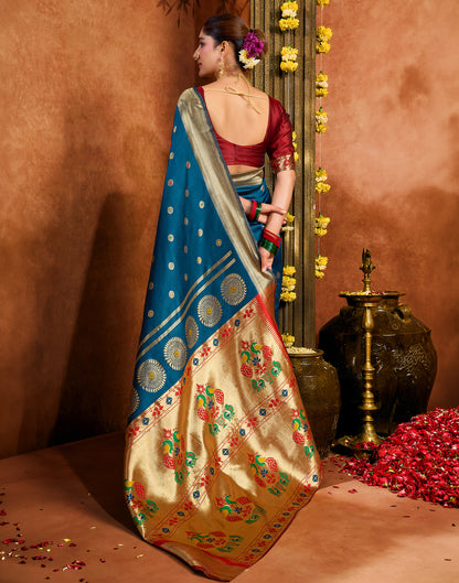 Blue Silk Woven Paithani Saree