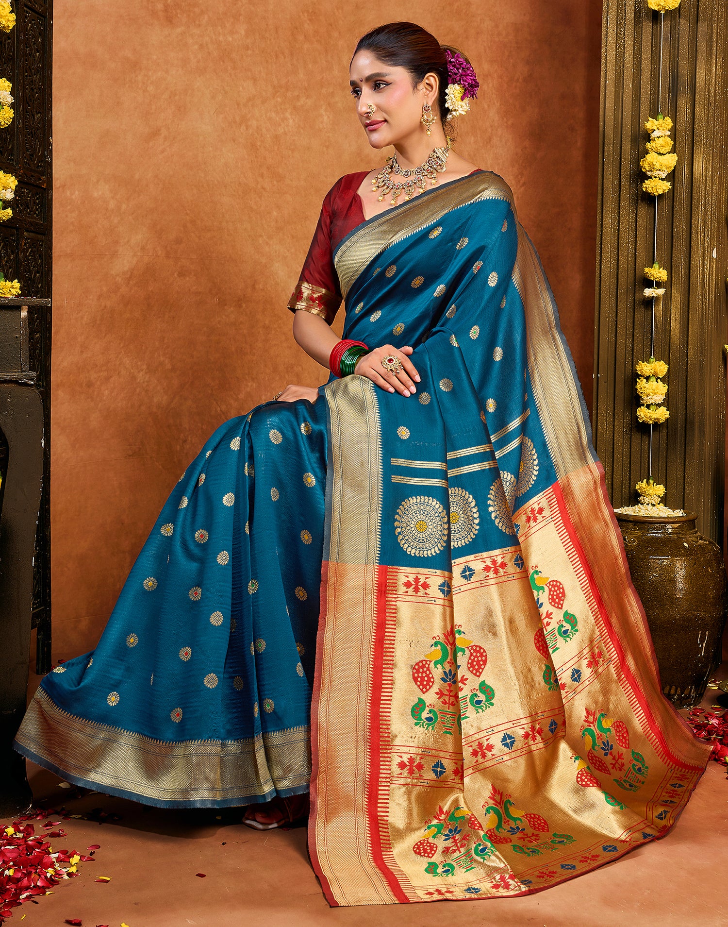 Blue Silk Woven Paithani Saree