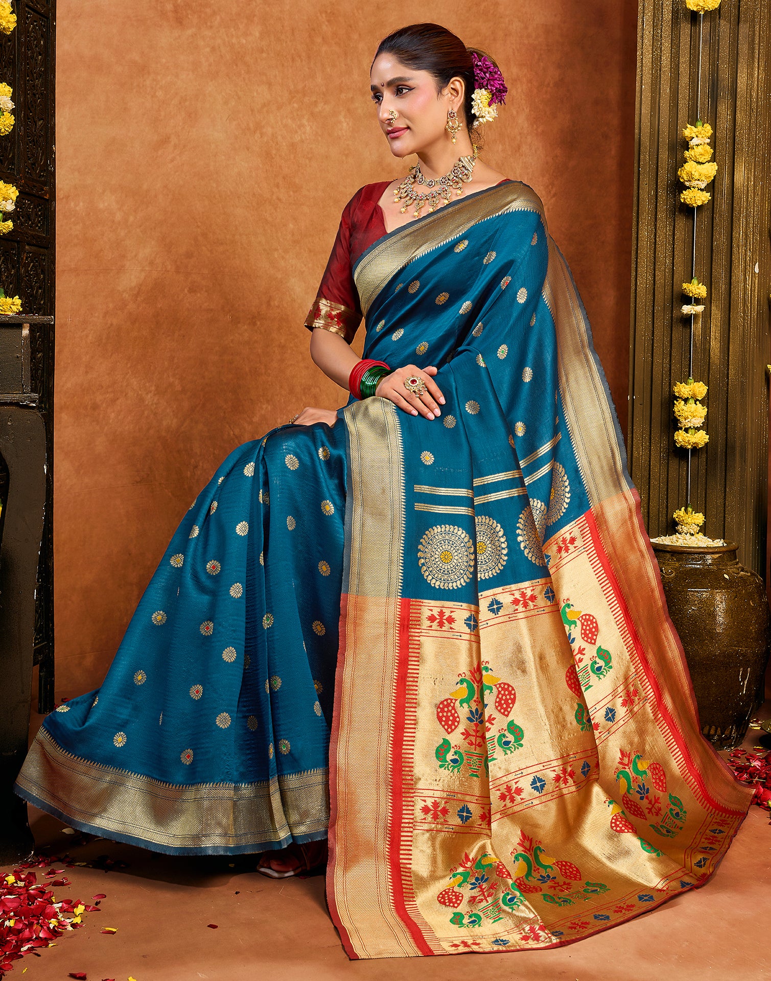 Blue Silk Woven Paithani Saree