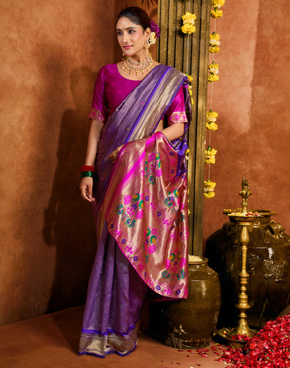 Purple Silk Woven Paithani Saree