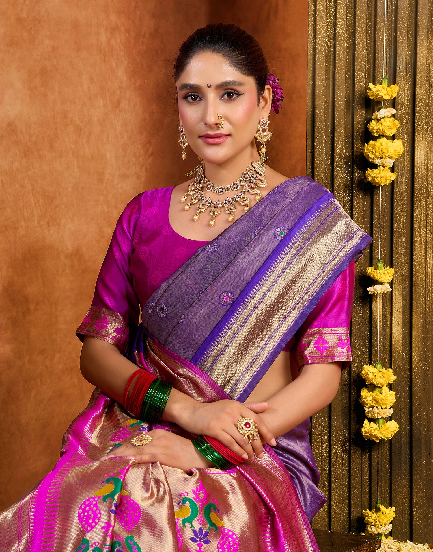 Purple Silk Woven Paithani Saree