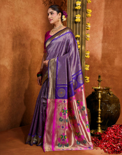 Purple Silk Woven Paithani Saree