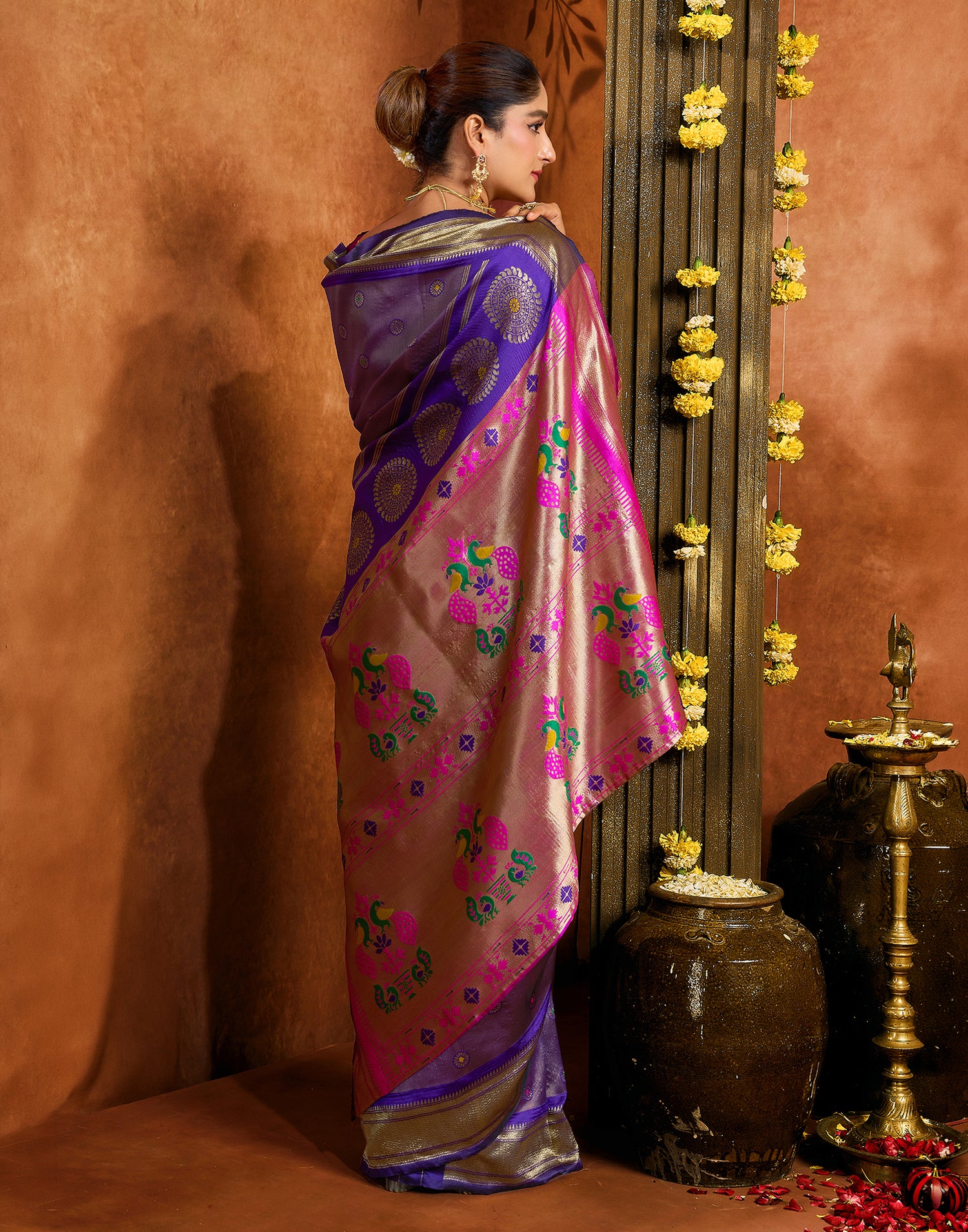 Purple Silk Woven Paithani Saree