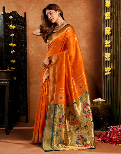 Orange Silk Woven Paithani Saree