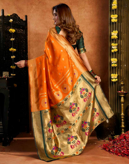 Orange Silk Woven Paithani Saree